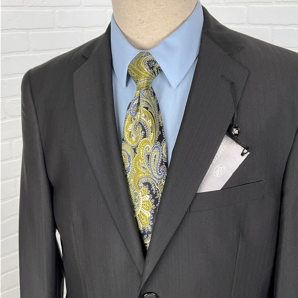 Circola Moda Blazer Men 42R Black‎ Slim Microtech High Twist Super Deluxe Italy